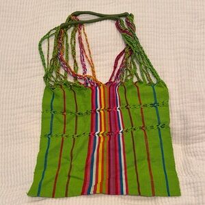 Colorful Striped Knit Bag